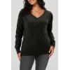 imageArachampampCloz Womens Soft V Neck Long Sleeve Fall Casual Regular Fit Sweater TopsHeather Black