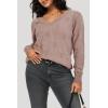 imageArachampampCloz Womens Soft V Neck Long Sleeve Fall Casual Regular Fit Sweater TopsHeather Khaki