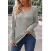 imageArachampampCloz Womens Soft V Neck Long Sleeve Fall Casual Regular Fit Sweater TopsLight Grey