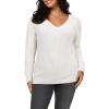 imageArachampampCloz Womens Soft V Neck Long Sleeve Fall Casual Regular Fit Sweater TopsOffwhite