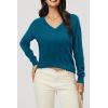 imageArachampampCloz Womens Soft V Neck Long Sleeve Fall Casual Regular Fit Sweater TopsPeacock Blue