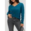 imageArachampampCloz Womens Soft V Neck Long Sleeve Fall Casual Regular Fit Sweater TopsPeacock Blue