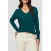 imageArachampampCloz Womens Soft V Neck Long Sleeve Fall Casual Regular Fit Sweater TopsPeacock Green 02