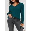 imageArachampampCloz Womens Soft V Neck Long Sleeve Fall Casual Regular Fit Sweater TopsPeacock Green 02