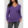 imageArachampampCloz Womens Soft V Neck Long Sleeve Fall Casual Regular Fit Sweater TopsPurple