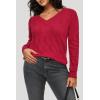 imageArachampampCloz Womens Soft V Neck Long Sleeve Fall Casual Regular Fit Sweater TopsRed