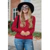 imageArachampampCloz Womens Soft V Neck Long Sleeve Fall Casual Regular Fit Sweater TopsRed