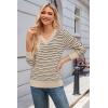 imageArachampampCloz Womens Soft V Neck Long Sleeve Fall Casual Regular Fit Sweater TopsStriped Apricot Black