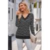 imageArachampampCloz Womens Soft V Neck Long Sleeve Fall Casual Regular Fit Sweater TopsStriped Black White