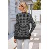imageArachampampCloz Womens Soft V Neck Long Sleeve Fall Casual Regular Fit Sweater TopsStriped Black White