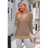 imageArachampampCloz Womens Soft V Neck Long Sleeve Fall Casual Regular Fit Sweater TopsStriped Camel Navy