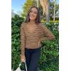 imageArachampampCloz Womens Soft V Neck Long Sleeve Fall Casual Regular Fit Sweater TopsStriped Camel Navy