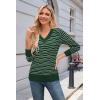 imageArachampampCloz Womens Soft V Neck Long Sleeve Fall Casual Regular Fit Sweater TopsStriped Green White