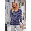 imageArachampampCloz Womens Soft V Neck Long Sleeve Fall Casual Regular Fit Sweater TopsStriped Navy White