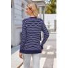 imageArachampampCloz Womens Soft V Neck Long Sleeve Fall Casual Regular Fit Sweater TopsStriped Navy White