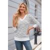 imageArachampampCloz Womens Soft V Neck Long Sleeve Fall Casual Regular Fit Sweater TopsStriped White Black