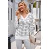 imageArachampampCloz Womens Soft V Neck Long Sleeve Fall Casual Regular Fit Sweater TopsStriped White Black