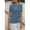 imageArachampampCloz Womens Summer Fall Lightweight Tops Short Sleeve Dressy BlouseDusty Blue