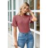 imageArachampampCloz Womens Summer Fall Scalloped Lace Cuff Crewneck Tops Textured ShirtsXdusty Red