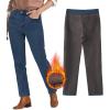 imageArachampampCloz Womens Thin Fleece Lined Jeans High Waisted Stretch Warm Straight Leg Pants 2025Dark Blue