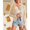 imageArachampampCloz Womens Waffle Cropped Cardigan Ultra Stretchy 2025 Spring Soft Chunky Button Business Casual SweatersApricot