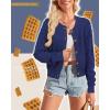 imageArachampampCloz Womens Waffle Cropped Cardigan Ultra Stretchy 2025 Spring Soft Chunky Button Business Casual SweatersBlue