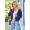 imageArachampampCloz Womens Waffle Cropped Cardigan Ultra Stretchy 2025 Spring Soft Chunky Button Business Casual SweatersBlue