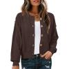 imageArachampampCloz Womens Waffle Cropped Cardigan Ultra Stretchy 2025 Spring Soft Chunky Button Business Casual SweatersBrown Coffee