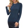 imageArachampampCloz Womens Wool Blend Classic Crew Neck Casual Fall SweatersAdark Blue