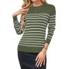 imageArachampampCloz Womens Wool Blend Classic Crew Neck Casual Fall SweatersArmy Greenwhite