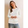 imageArachampampCloz Womens Wool Blend Classic Crew Neck Casual Fall SweatersCablewhite