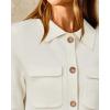 imageArachampampCloz Womens Wool Blend Fall Fashion Button Down Cropped Jacket Shackets 2025White