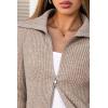 imageArachampampCloz Womens Wool Blend Fall Zip Up Lapel Neck Business Cardigan Sweaters 2025Coffee