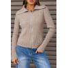 imageArachampampCloz Womens Wool Blend Fall Zip Up Lapel Neck Business Cardigan Sweaters 2025Coffee