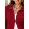 imageArachampampCloz Womens Wool Blend Fall Zip Up Lapel Neck Business Cardigan Sweaters 2025Dark Red