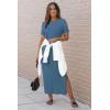 imageArachampampCloz Womens Wool Blend Lightweight Fall Casual T Shirts Maxi Dress 2025Dusty Blue