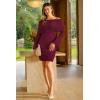 imageArachampampCloz Womens Wool Blend Long Sleeve Off Shoulder Sweater Dresses 2025Burgundy Red