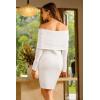 imageArachampampCloz Womens Wool Blend Long Sleeve Off Shoulder Sweater Dresses 2025White