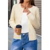 imageArachampampCloz Womens Wool Blend Puff Sleeve Fall Cable Knit Cardigan Sweaters 2025Beige