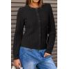 imageArachampampCloz Womens Wool Blend Puff Sleeve Fall Cable Knit Cardigan Sweaters 2025Black