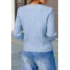 imageArachampampCloz Womens Wool Blend Puff Sleeve Fall Cable Knit Cardigan Sweaters 2025Blue