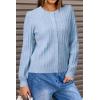 imageArachampampCloz Womens Wool Blend Puff Sleeve Fall Cable Knit Cardigan Sweaters 2025Blue