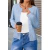 imageArachampampCloz Womens Wool Blend Puff Sleeve Fall Cable Knit Cardigan Sweaters 2025Blue