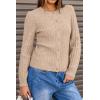 imageArachampampCloz Womens Wool Blend Puff Sleeve Fall Cable Knit Cardigan Sweaters 2025Camel