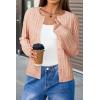 imageArachampampCloz Womens Wool Blend Puff Sleeve Fall Cable Knit Cardigan Sweaters 2025Pink