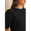 imageArachampampCloz Womens Wool Blend Soft Fuzzy Puff Sleeve Cute Casual Fall Sweaters 2025Black