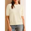 imageArachampampCloz Womens Wool Blend Soft Fuzzy Puff Sleeve Cute Casual Fall Sweaters 2025Cream