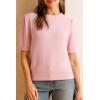imageArachampampCloz Womens Wool Blend Soft Fuzzy Puff Sleeve Cute Casual Fall Sweaters 2025Light Pink