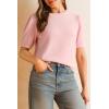 imageArachampampCloz Womens Wool Blend Soft Fuzzy Puff Sleeve Cute Casual Fall Sweaters 2025Light Pink