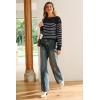 imageArachampampCloz Womens Wool Blend Striped Boat Neck Fall Dressy Casual Sweater Tops 2025Black and White